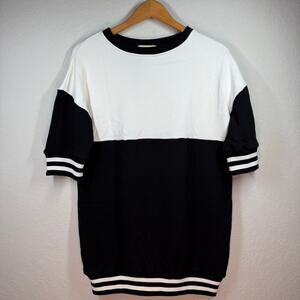 Women's Alice & Olivia Black and White Sweatshirt Short Sleeve Dress Size XS NEW